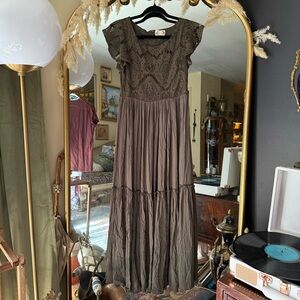 Joyfolie / Mia Joy “Macy” Dress in Olive - Girls Lace Maxi Dress